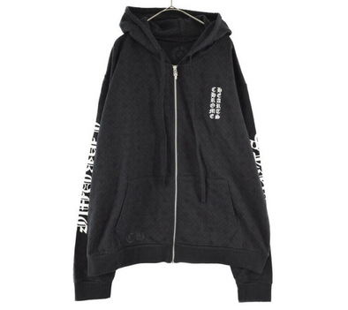 Chrome Hearts "Plus Cross Allover Print" Zip Up Hoodie Black