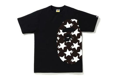 BAPE STA Pattern "Side Big Ape Head" Tee Black/Black