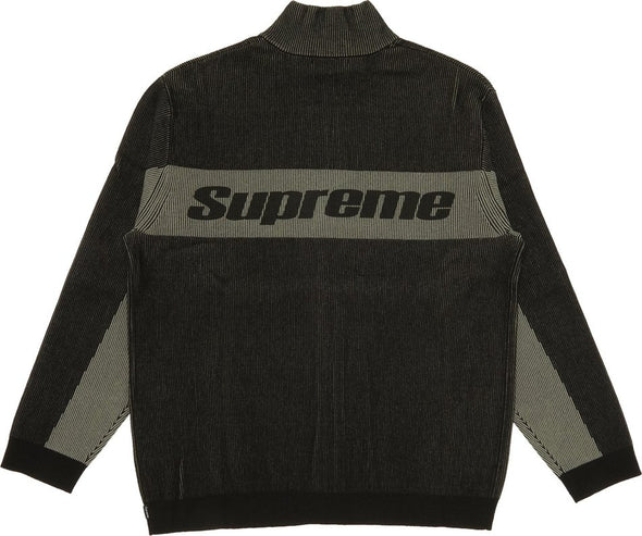 Supreme "2-Tone Ribbed" Zip Up Sweater Black