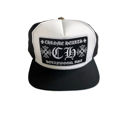 Chrome Hearts "CH - Hollywood" Trucker Hat White/Black