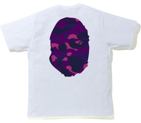 Bape Color Camo "Big Ape Head" Tee White/Purple