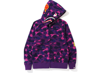 BAPE Shark "Color Camo PONR" Full Zip Hoodie Purple