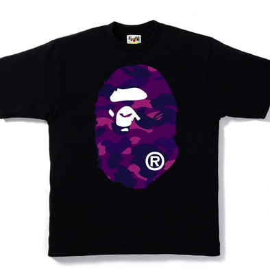 BAPE Color Camo "Big Ape Head" Tee Black/Purple