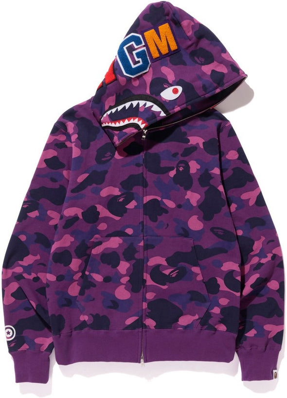 BAPE "Color Camo" Shark Full Zip Hoodie Purple