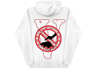 Vlone X Pop Smoke "Stop Snitching" Hoodie White/Red