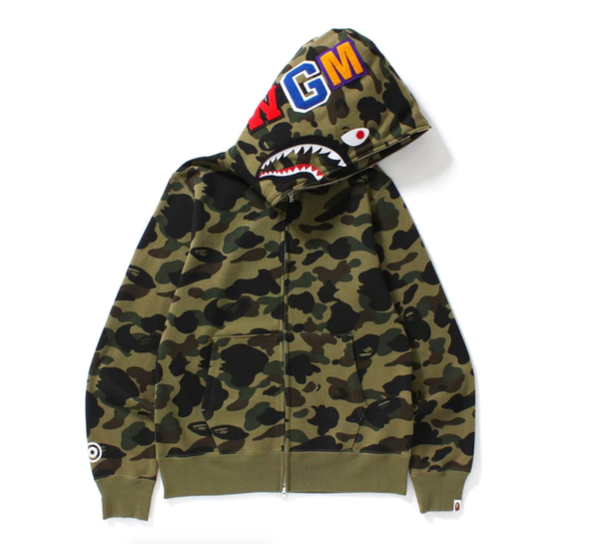 BAPE Sand Camo Military Relaxed Fit Full Zip Mask Hoodie Beige