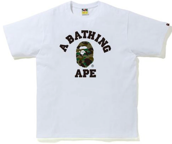 BAPE 1st Camo "College" Tee White/Green