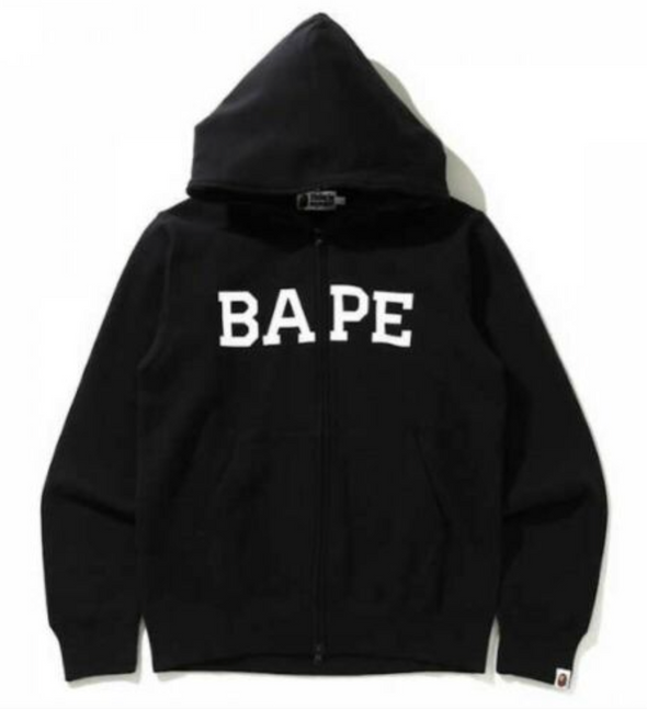 BAPE "Logo and Ape Head" Full Zip Hoodie Black