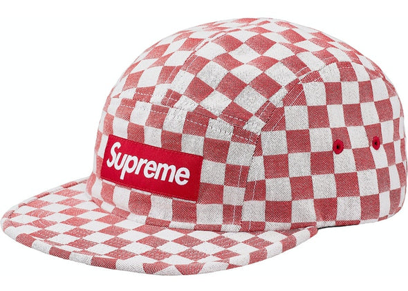 Supreme "Checkerboard" Camp Cap Red