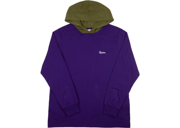 Supreme "Contrast" Hooded L/S Top Purple