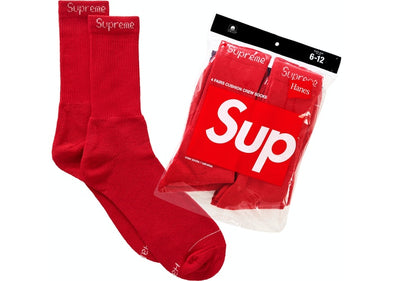 Supreme X Hanes Socks (4 Pack) Red