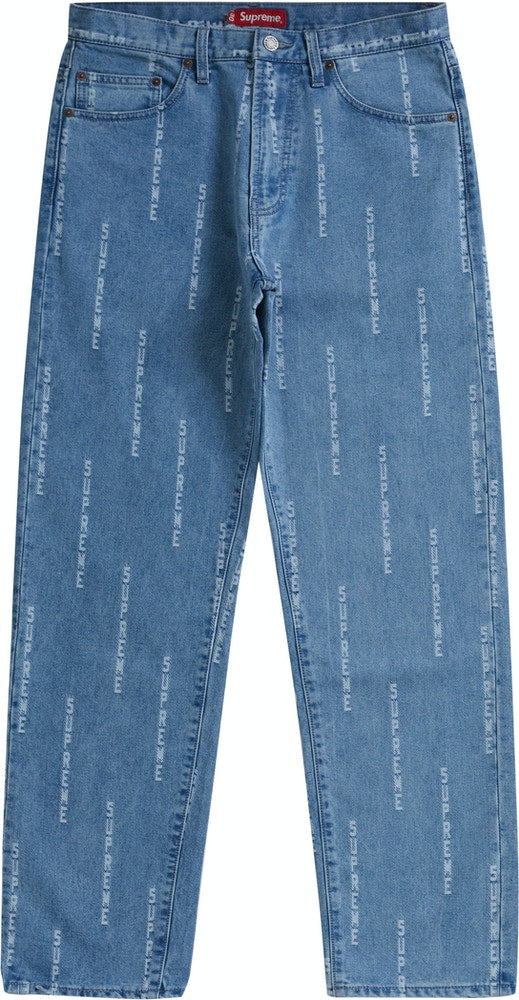 Supreme "Logo Stripe Jacquard" Regular Jean Blue