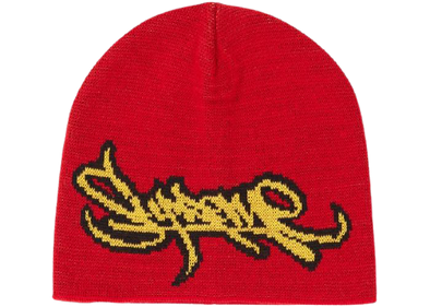 Supreme "Tag Logo" Beanie Red