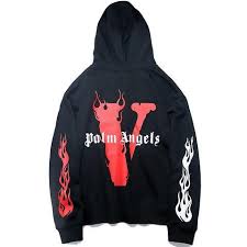 Vlone X Palm Angels "Flames" Hoodie Black/Red