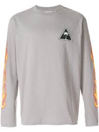 Palm Angels "Palms and Flames" Tee L/S Grey