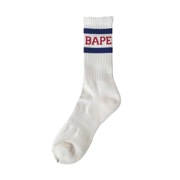 BAPE "Logo Stripe" Socks White