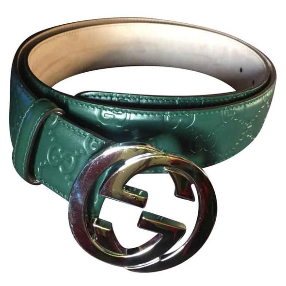 Gucci "Monogram Print" Belt Green Size 95 Pre-owned